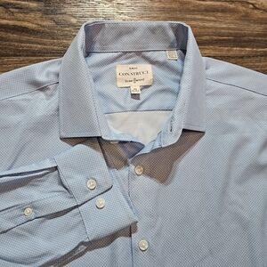 Con.struct 4-way Stretch Dress Shirt "Slim Fit" XL Blue Micro Design